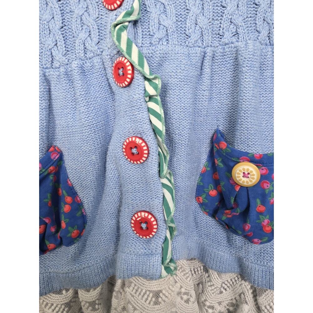 Matilda Jane Baby Girl Blue Knit Hooded Sweater Dress 18–24M Lace Hem whimsical - Picture 5 of 7